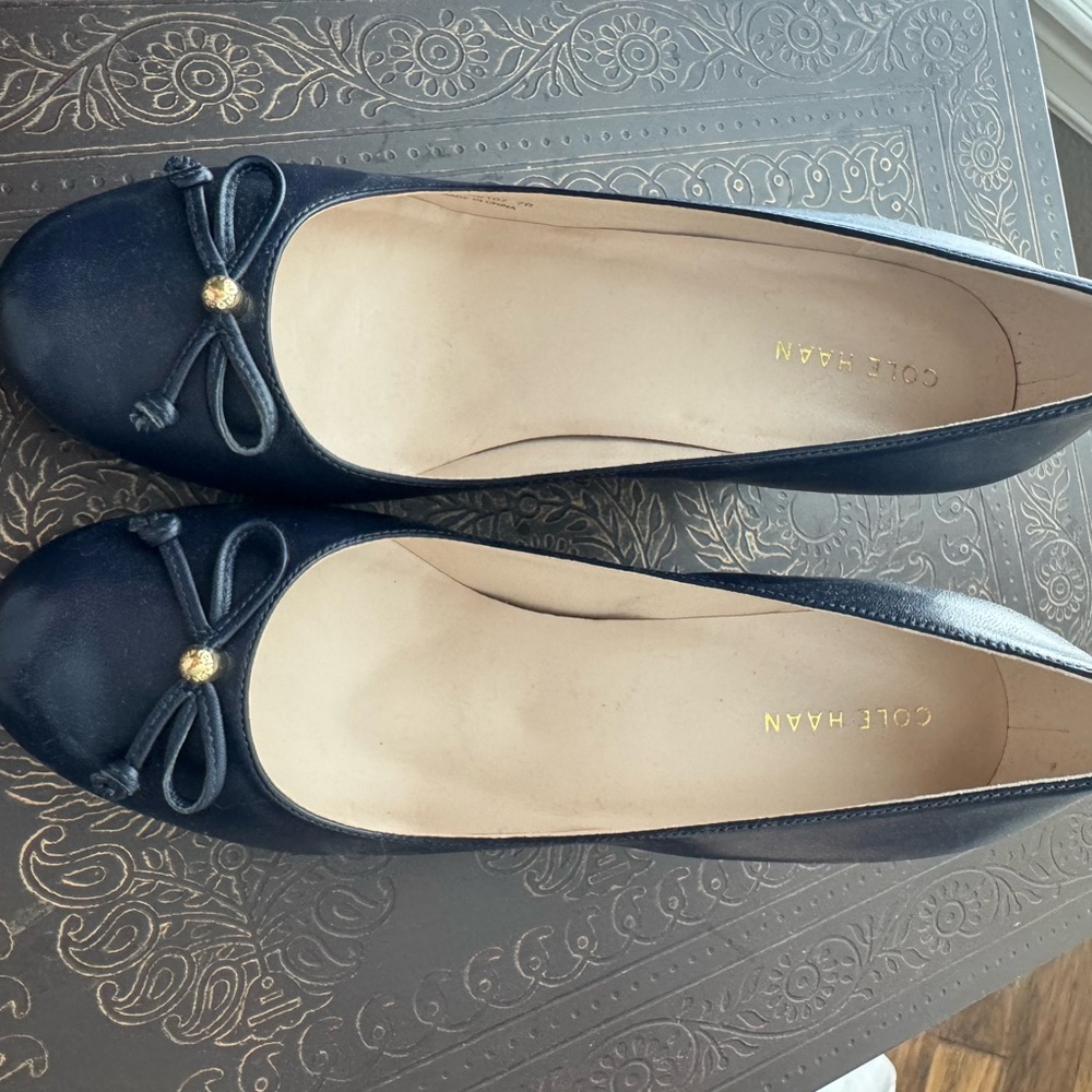 Cole Haan Women's Dark Blue wedges with Bow-NWT